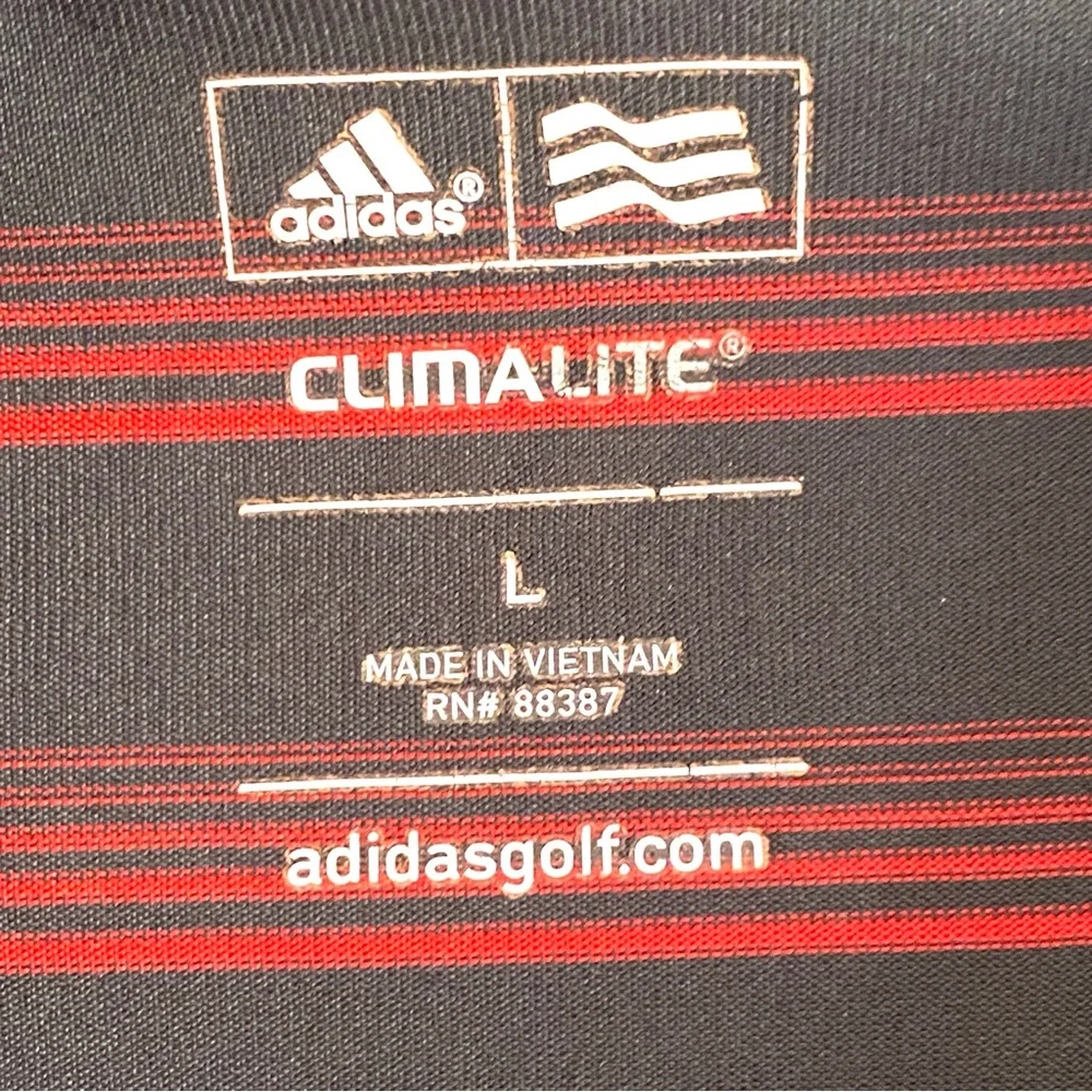 adidas Golf Men's Black & Red Striped Polo Shirt Top Large